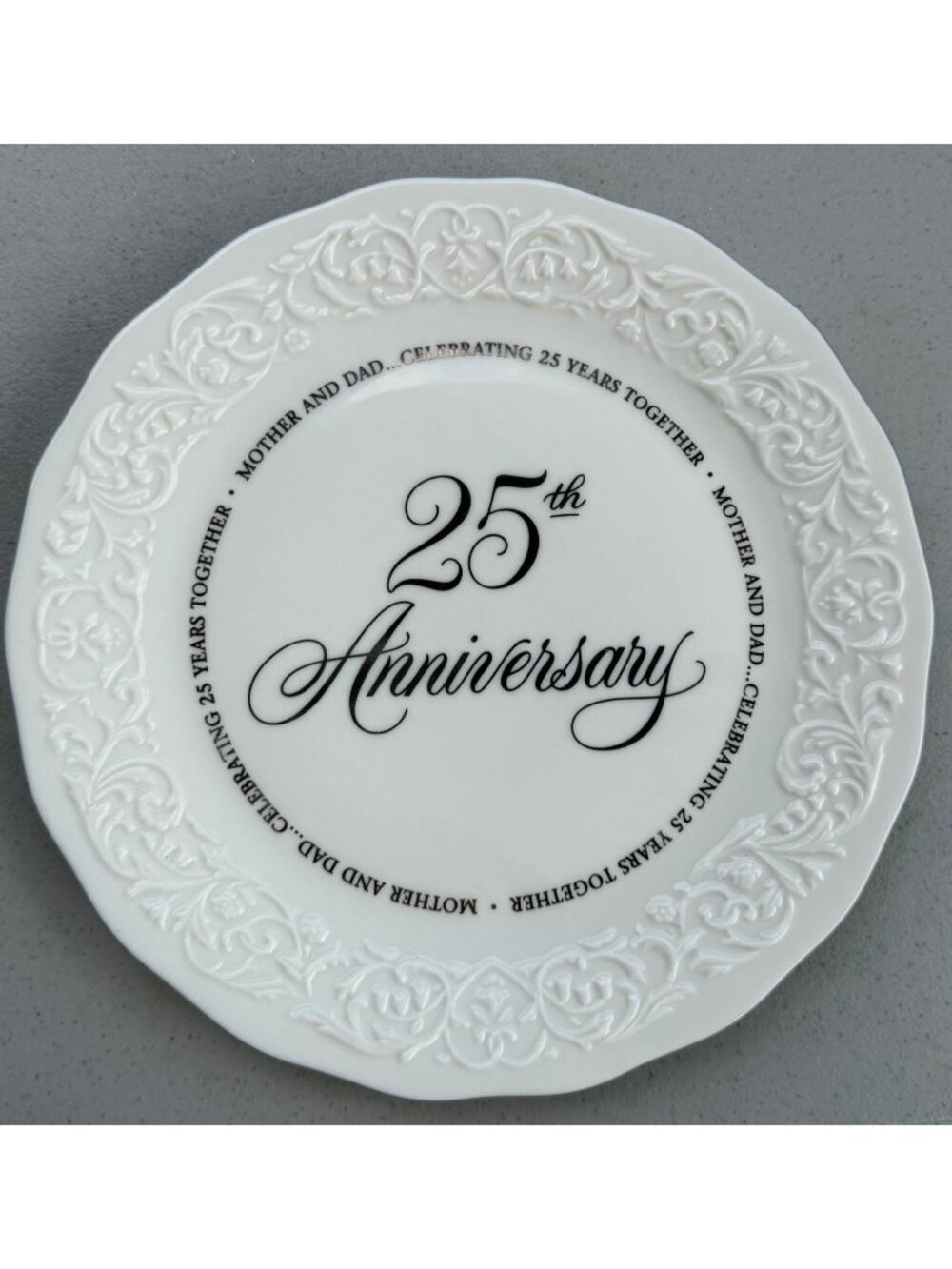 Hallmark Cards 25th Wedding Anniversary White Decorative Plate 9.5" Diameter